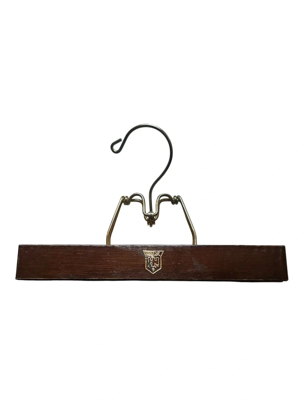 Vtg Royal German Wooden Skirt/Pant Hanger with Brass Clip - Brown